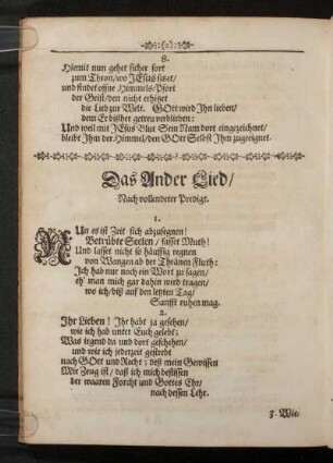 Das Ander Lied/ Nach vollendeter Predigt.