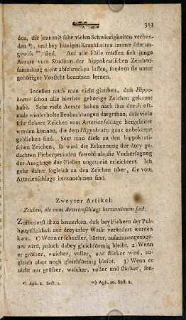 311-364, Zweyter Artikel. Arterienschlag.