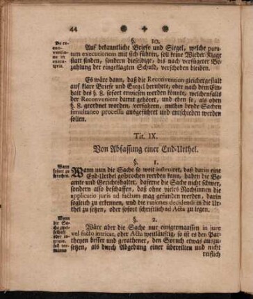 Tit. IX. Von Abfassung einer End-Urthel.