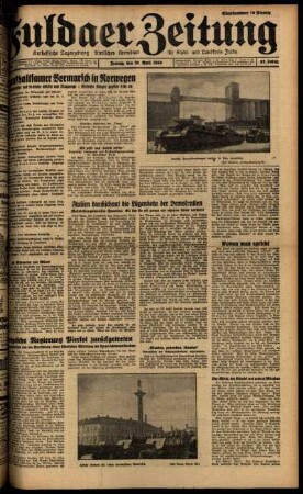 Ausgabe vom Freitag, den 26. April 1940.