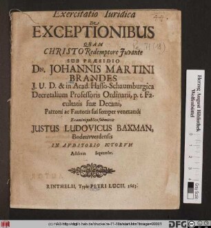 Exercitatio Iuridica De Exceptionibus