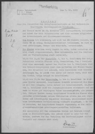 Holzkirch-Breitingen: Inspektionsbericht Volksschule Breitingen 1962