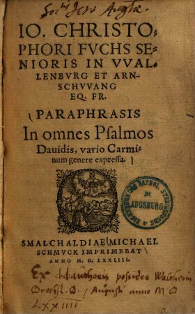 Paraphrasis in omnes psalmos Davidis : vario carmininum genere expressa
