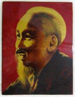 Wandbild mit Porträt von Ho Chi Minh