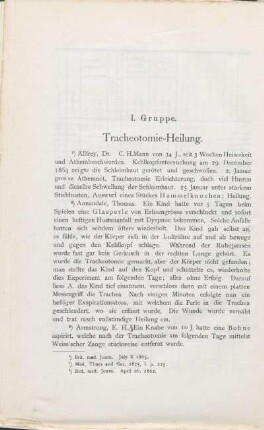 I. Gruppe. Tracheotomie-Heilung.
