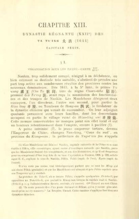 Chapitre XIII. Dynastie régnante (XXIIe) des Ta Ts'ing