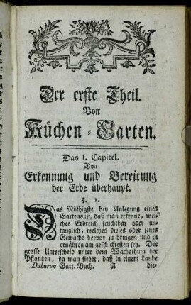 Der erste Theil. Von Küchen-Garten.