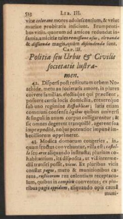 Cap. III. Politia seu Urbus & Civilis societatis lustramen