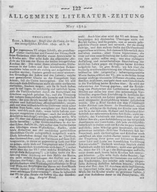 Briefe über die Union der beiden evangelischen Kirchen. Essen: Bädeker 1823