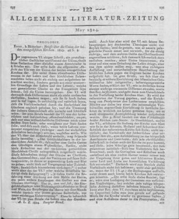 Briefe über die Union der beiden evangelischen Kirchen. Essen: Bädeker 1823