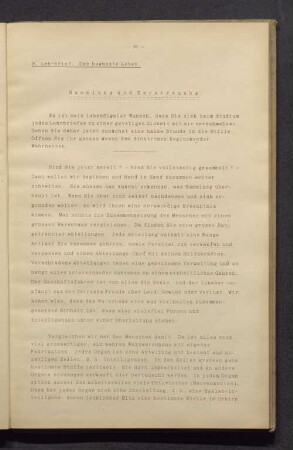 3. Lehrbrief. Das bewusste Leben. Sammlung und Zerstreuung.