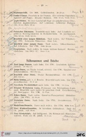 Silhouetten und Stiche (Nr. 346-371)