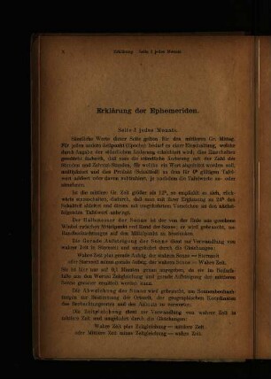 Erklärung der Ephemeriden.