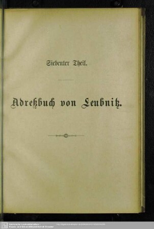 Siebenter Theil. Adreßbuch von Leubnitz