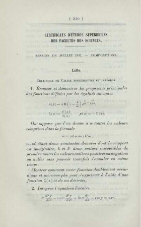 Certificats d'études supérieures des facultés des sciences.