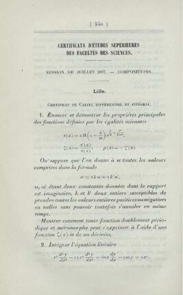 Certificats d'études supérieures des facultés des sciences.