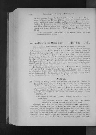 Verhandlungen zu Oldenburg. - (1436 Jun. - Jul.).