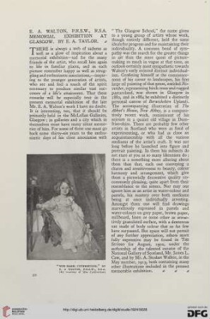 87: E. A. Walton, P.R.S.W., R.S.A. : Memorial exhibition at Glasgow