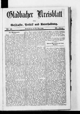 Gladbacher Kreisblatt für Geschäfte, Politik und Unterhaltung. 1853-1862