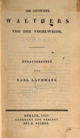 Die Gedichte Walthers von der Vogelweide
