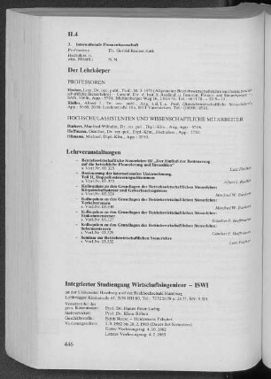 II.4 Integrierter Studiengang Wirtschaftsingenieur - ISWI