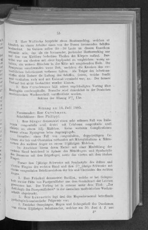 Sitzung am 14. Juli 1885.
