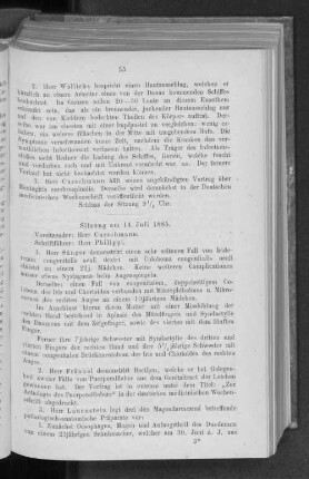 Sitzung am 14. Juli 1885.