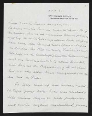 Brief von Edith Andreae an Gerhart Hauptmann
