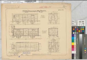 Bedeckte Güterwagen für 15.000 kg Ladegewicht für die Dürener Kreisbahnen. Schnittzeichnungen der Waggonfabrik A.G. vorm. P. Herbrand & Cie., Köln-Ehrenfeld
