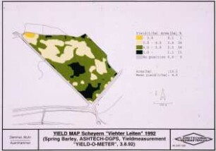 Yield Map Scheyern "Viether Leiten" 1992 (Spring Barley; ASHTEC-GPS; Yield Measurement "YIELD-O-METER", 7.8.1992)