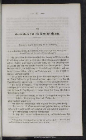 XI. Formulare für die Vertheidigung