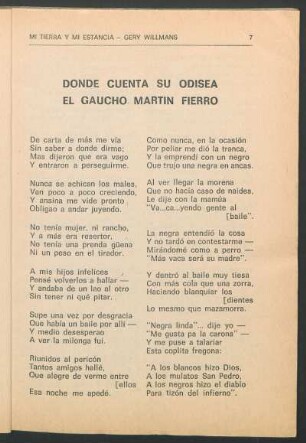 Donde cuenta su odisea el gaucho Martín Fierro