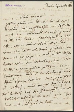 Brief an Dorothea Grimm : 24.10.1851-27.10.1851