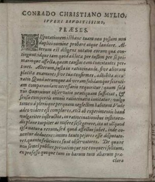 Conrado Christiano Mylio, Iuveni Eruditissimo, Præses.