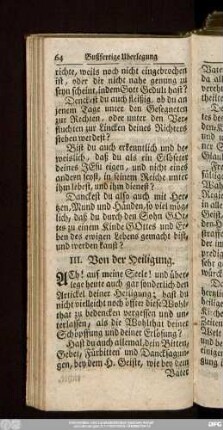 III. Von der Heiligung.