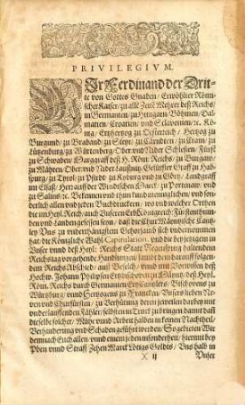 Abschiedt Der Rö. Kay. Mt. Und gemeiner Ständt auff dem Reichstag zu Regenspurg Anno 1654 uffgericht