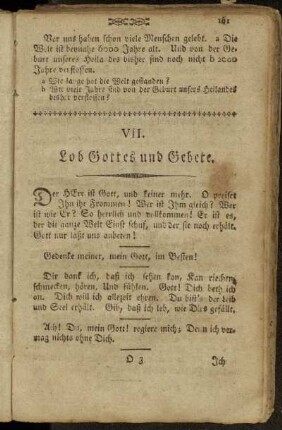 VII. Lob Gottes und Gebete.