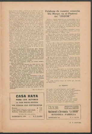 Palabras de nuestra consocia Iris Marga, en el Festival del "ODEON"