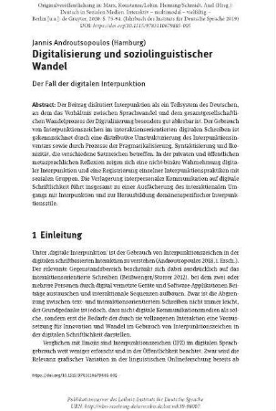 Digitalisierung und soziolinguistischer Wandel. Der Fall der digitalen Interpunktion