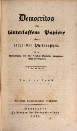 Carl Julius Weber's sämmtliche Werke. 17. Bd. 2. - 1838. - 464 S.
