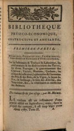Bibliothèque physico-économique : instructive et amusante. 1787,2 = A. 6