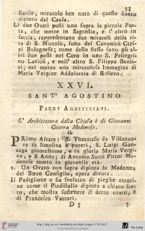 Num. XXVI.: Sant‘ Agostino