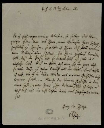 Brief von Ernst Schulze an Karl Gottfried Theodor Winckler (Theodor Hell), Ohne Ort, 18.2.1816
