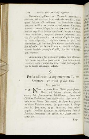 §. II. Partis affirmantis argumentum I, ex Scriptura, & tribus quidem illis locis petitum.