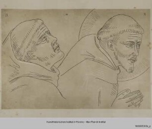 Kopf eines Mönches und des Heiligen Franziskus aus dem Giotto-Zyklus von Assisi (Szenen IX und X)