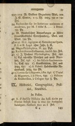 39-58, IX. Historici, Geographici, Politici, Statistici.
