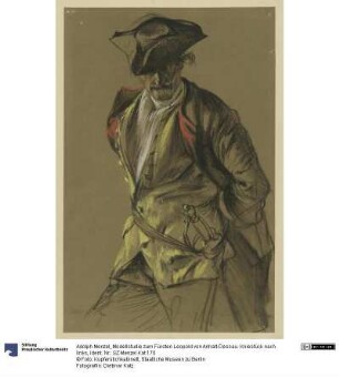 Modellstudie zum Fürsten Leopold von Anhalt-Dessau. Kniestück nach links