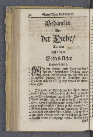 Gedancken von der Liebe / Da man auf einem Gottes-Acker spatzieren gieng.