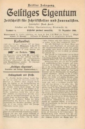 Nummer 6 (15. Dezember 1906)