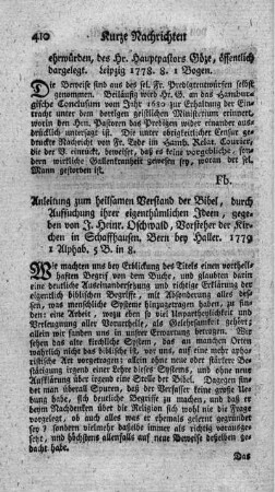 Anleitung zum heilsamen Verstand der Bibel, durch Aufsuchung ihrer eigenthümlichen Ideen.